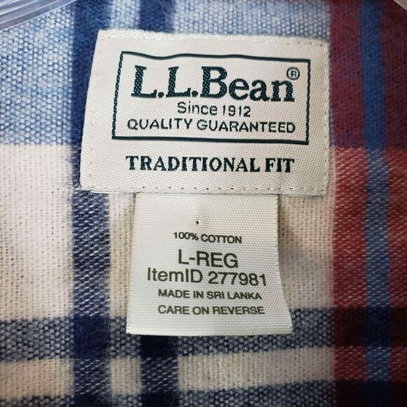 LL Bean Shirt Men’s Blue Plaid Flannel Long Sleeve Button Down Size Large L - Picture 8 of 11